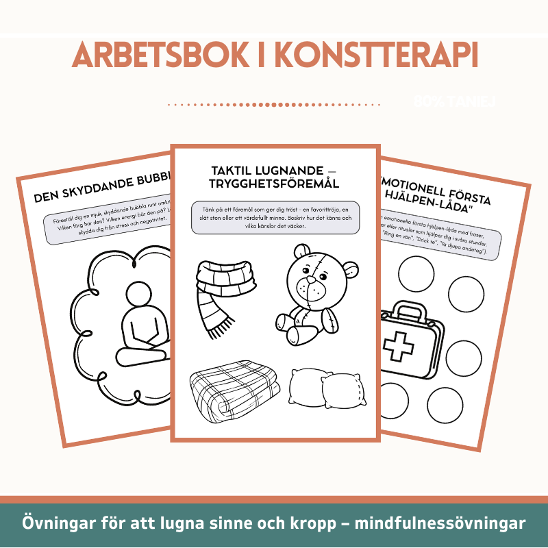 Arbetsbok i konstterapi för barn och tonåringar – 110+ utskrivbara aktiviteter för mental hälsa (KBT, mindfulness & socialt och emotionellt lärande)