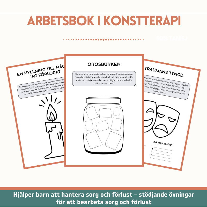 Arbetsbok i konstterapi för barn och tonåringar – 110+ utskrivbara aktiviteter för mental hälsa (KBT, mindfulness & socialt och emotionellt lärande)